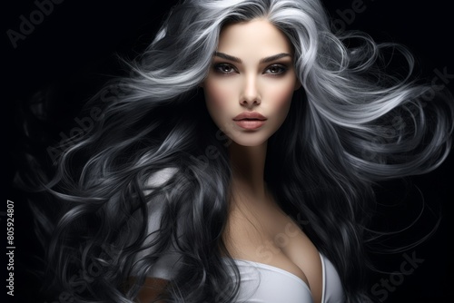 Glamorous woman with flowing silver hair