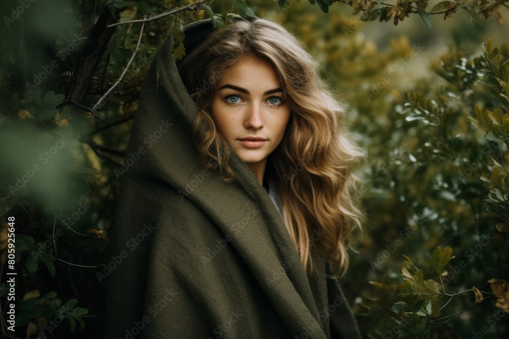 Captivating woman in autumn forest Captivating woman in autumn forest