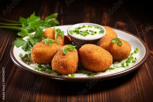 Delicious fried breaded appetizers with dipping sauce
