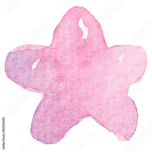 Cute pink stars painted with watercolor.hand-drawn watercolor stars.