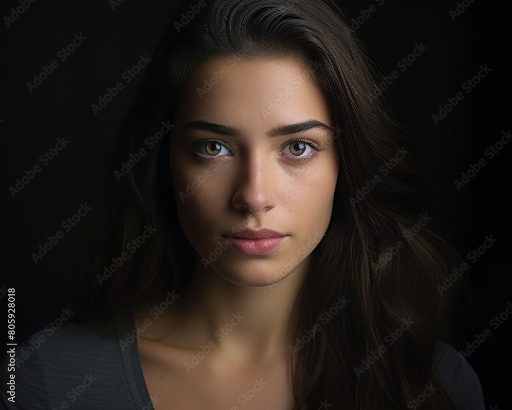 Thoughtful young woman with dark hair Thoughtful young woman with dark hair