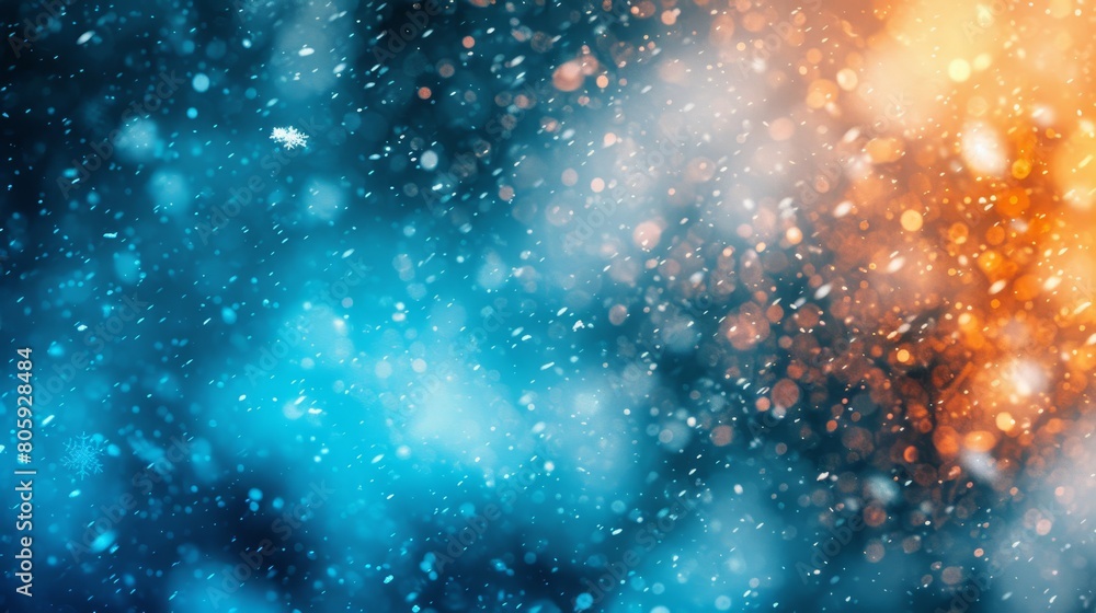 Fototapeta premium Winter snowy in bokeh lights defocused background