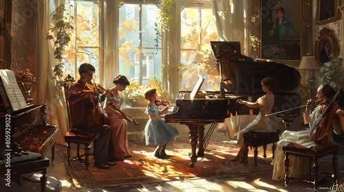 Joyful Melodies: Music Lesson in a Conservatory © xelilinatiq