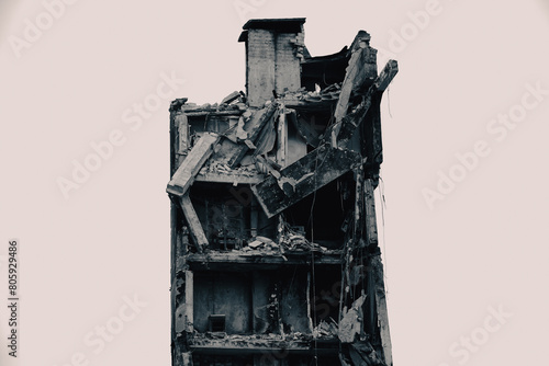 destroyed and burned houses in the city Russia Ukraine war