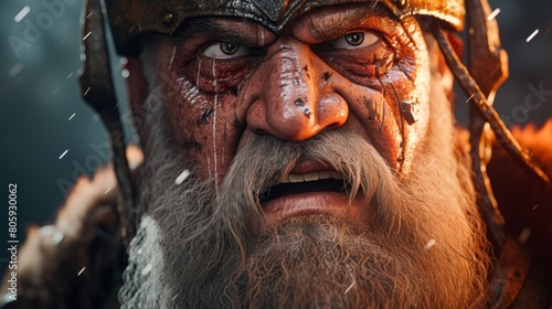 Fierce viking warrior with intense expression