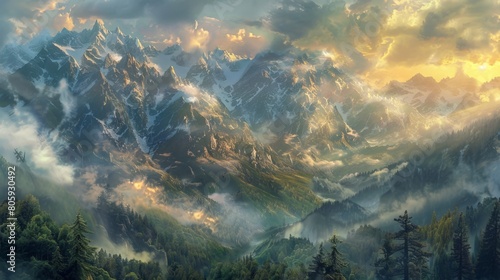 Misty Mountains' Enchanting Embrace