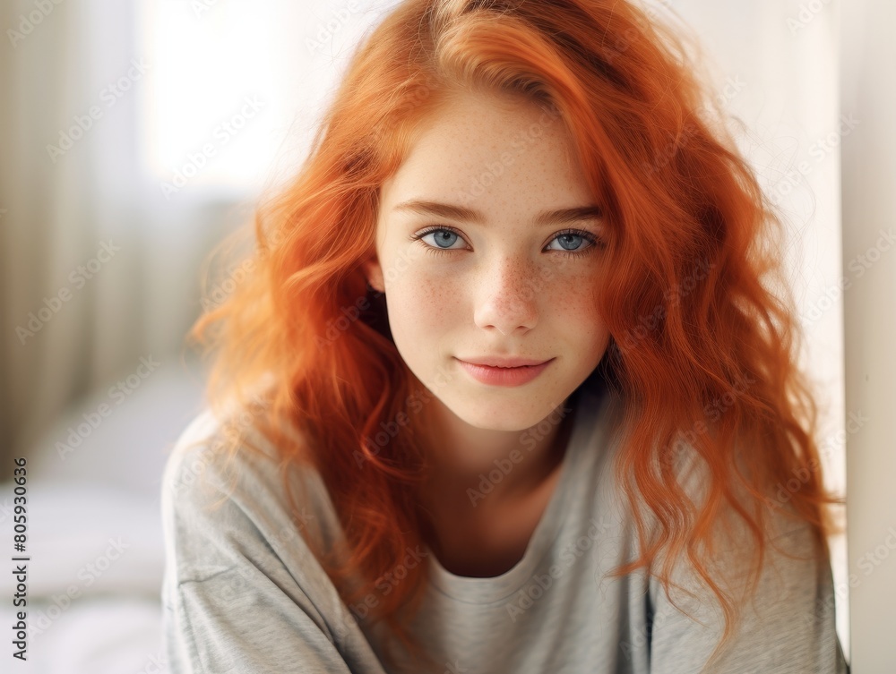 Captivating redhead with striking blue eyes Captivating redhead with striking blue eyes