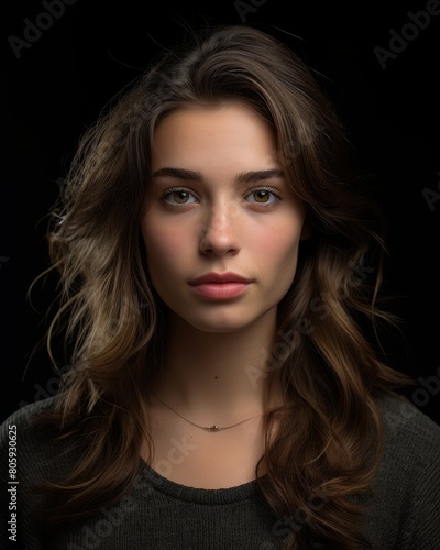 Wallpaper Mural Thoughtful young woman with long brown hair Torontodigital.ca