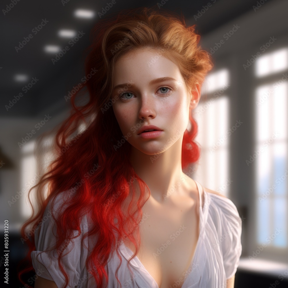Fototapeta premium Alluring redhead with piercing gaze