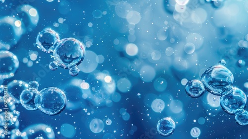 Blue Bubble. Abstract Underwater Scene with Beautiful Blue Bubbles and Clean Water Background