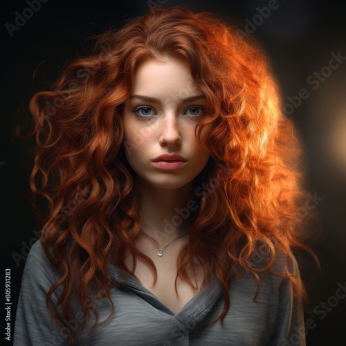 Captivating redhead with intense gaze