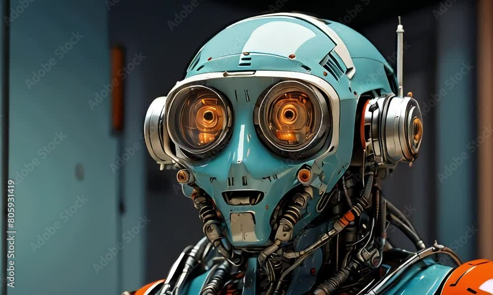 A robot with big yellow eyes, created to help humanity, the multifunctionality echoes the minimalist exterior design. A robot with big yellow eyes, created to help humanity, the multifunctionality echoes the minimalist exterior design.