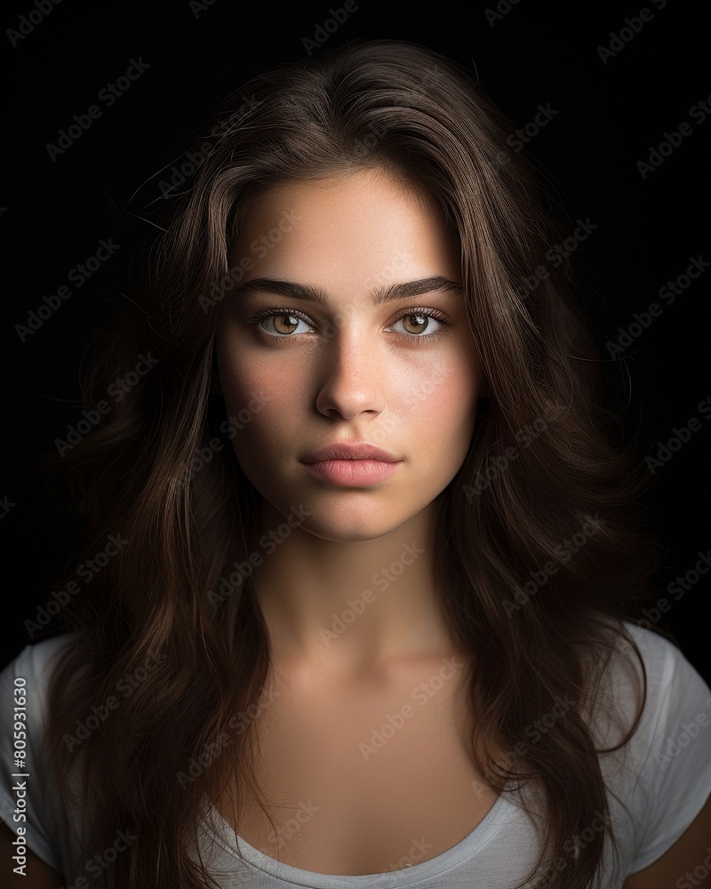 Fototapeta premium Thoughtful young woman with dark hair