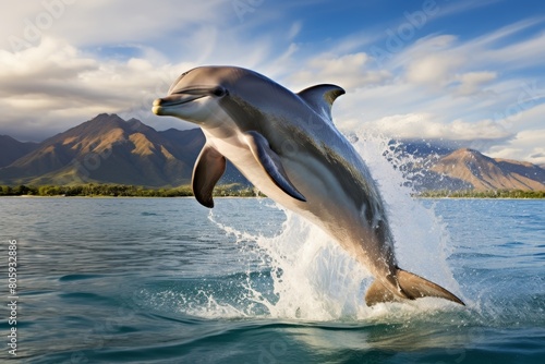 Majestic dolphin leaping from the ocean © Balaraw