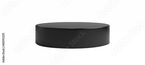 A black object with a round shape is on a white background