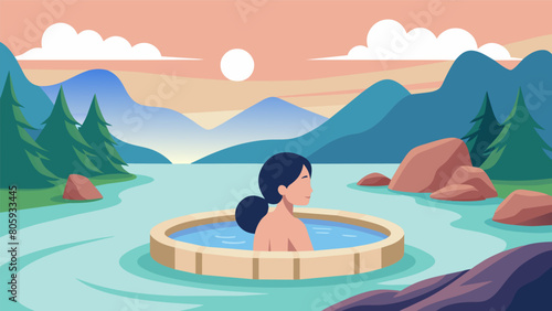 A theutic dip in a natural hot spring the mineralrich waters soothing aching muscles and providing a sense of relaxation and rejuvenation..