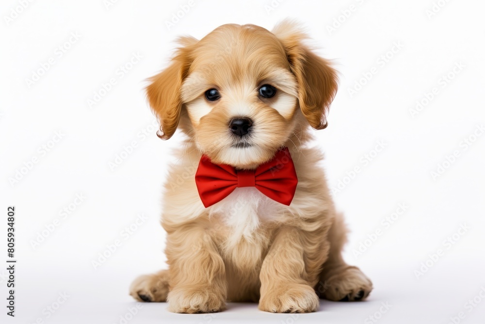cute puppy with red bow tie