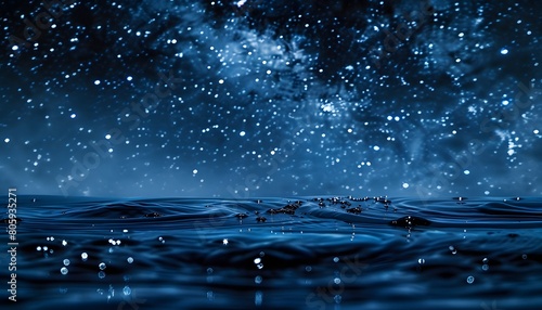blue water surface with ripples and stars in the sky  creating an ethereal atmosphere