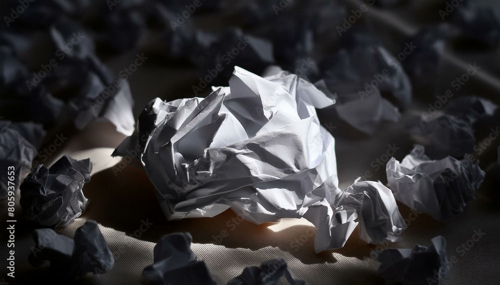 crumpled white paper, highlighting its intricate texture and potential as a versatile background