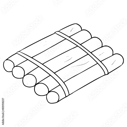 wooden raft illustration hand drawn outline vector