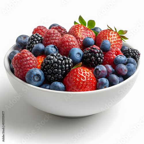 A bowl of fresh fruit on a kitchen counter isolated on white background, png 