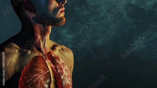 Respiratory health of a male man. Lung anatomy.