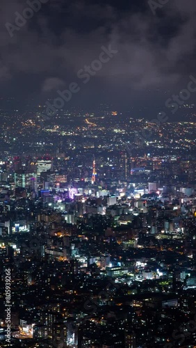 Wallpaper Mural Vertical video - Night aerial timelapse of Sapporo city Torontodigital.ca