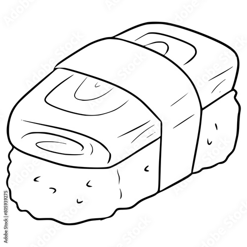 tamago sushi illustration hand drawn outline vector