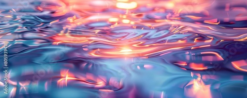 bstract Iridescent liquid shape with waving smooth ripples. photo