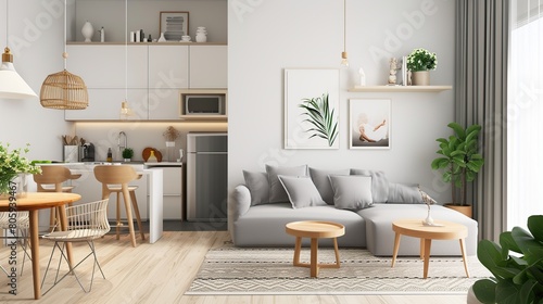 mock up picture of a beautiful studio apartment which has living room. Generative Ai