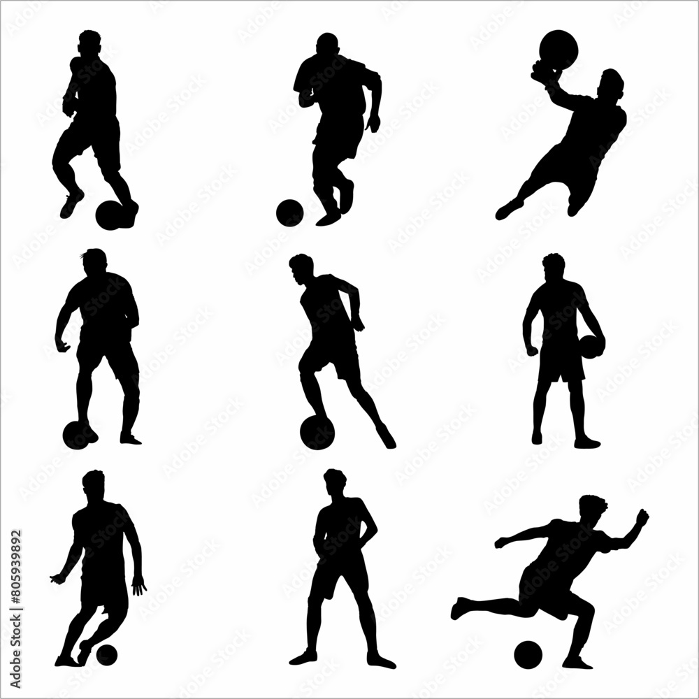 Collection of silhouettes of football players Collection of silhouettes of football players