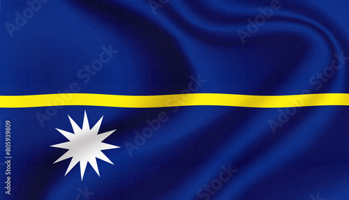 Nauru national flag in the wind illustration image