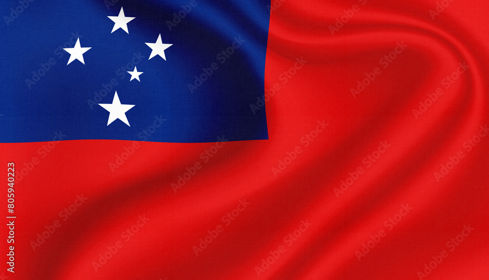 Samoa national flag in the wind illustration image Samoa national flag in the wind illustration image