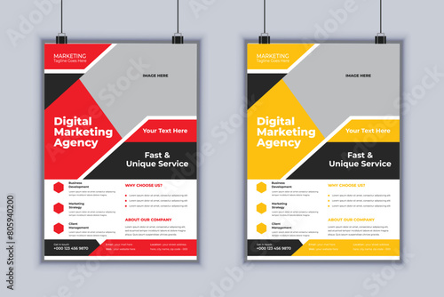 Digital marketing agency corporate flyer design vector template