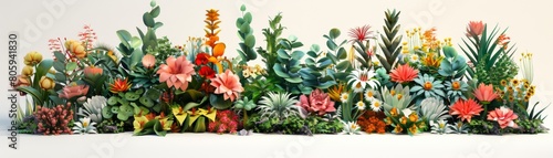 A colorful flower garden with a variety of flowers including daisies  sunflowers