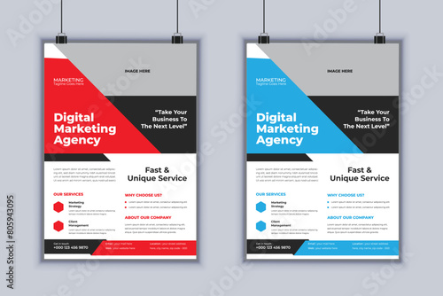 Digital marketing agency corporate flyer design vector template