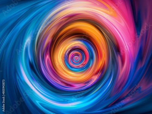 Dynamic and colorful vortex swirl with a smooth gradient and abstract concept.