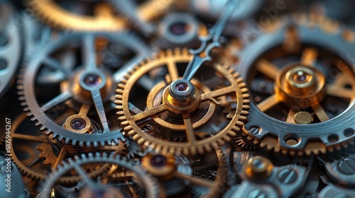 Macro shot of intricate watch gears and mechanics © Sippung