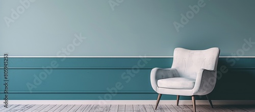 Portrait of armchair in two tone wall color background. generative AI image