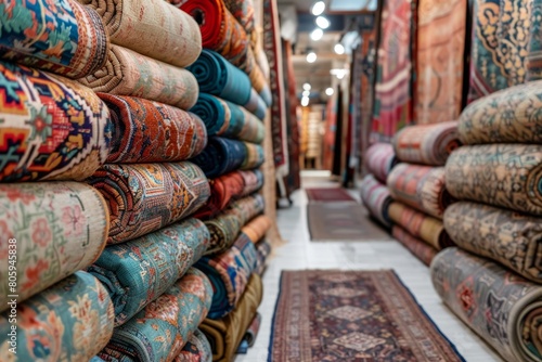 Colored carpets with patterns in a shopping center © Michael