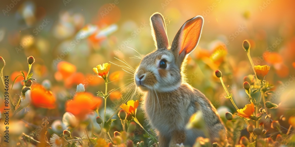 Rabbit in Field. Fresh, Springtime Image. Rabbit in Field. Fresh, Springtime Image.