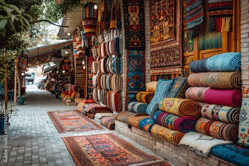 Assortment of colored carpets on the market