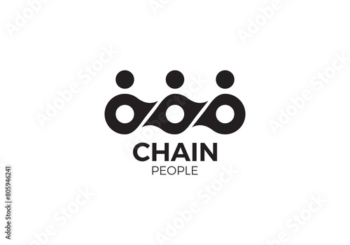 simple chain bike with people logo design vector