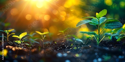 Symbolism of Green Seedlings Growing in Fertile Soil Under Soft Sunlight. Concept Nature, Growth, Greenery, Fertility, Sunshine © Ян Заболотний