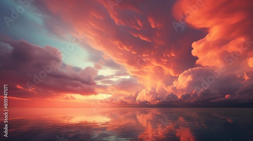 A beautiful sunset with a large cloud in the sky