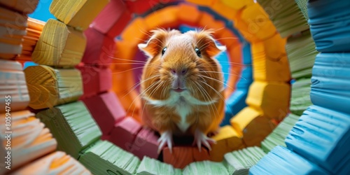 Colorful playground for a cute guinea pig photo