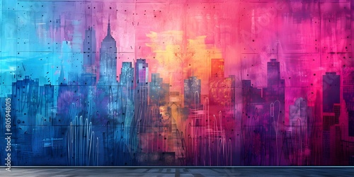 Immerse in vibrant urban street art mural energizing cityscape with artistic flair. Concept Urban Art, Street Murals, Cityscape, Vibrant Colors, Artistic Flair