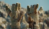 A pair of giant saguaro cactus on Mount Lemmon in Tucson Arizona