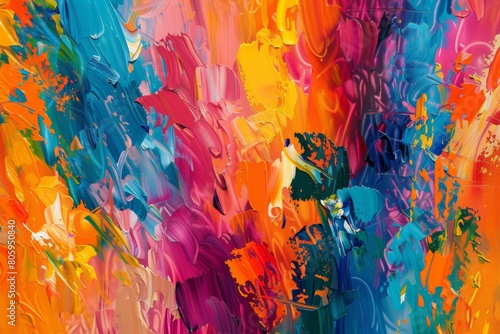 Joyful abstract expressionist painting  vibrant colors evoke pure emotion