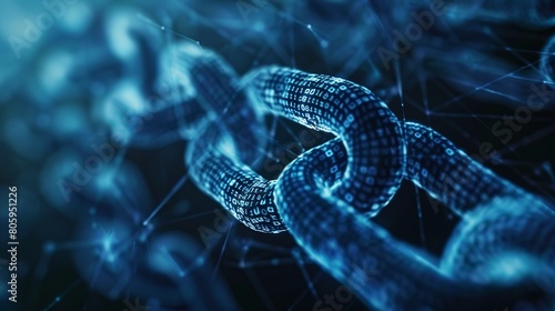 The Blockchain Enigma: A mysterious and interconnected design symbolizing the decentralized and secure nature of blockchain technology. photo